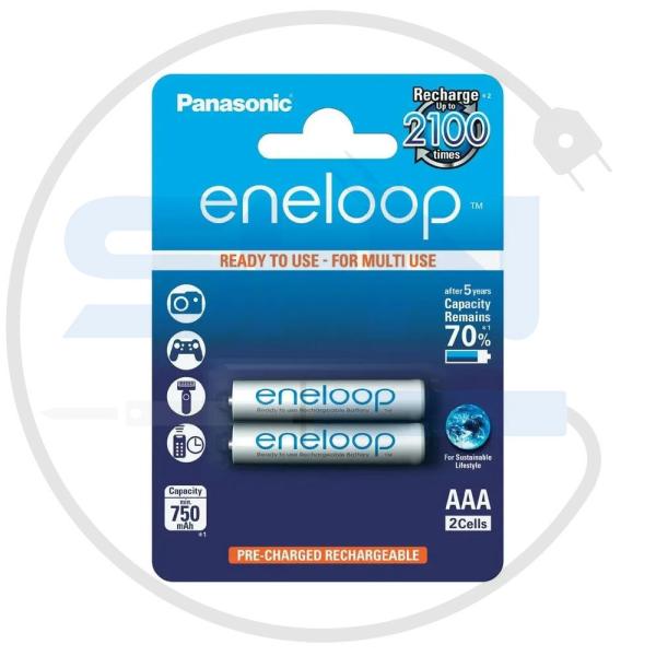 باتری شارژی نیم قلمی 2 عددی Panasonic Eneloop AAA